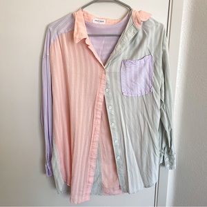 Vestique color block button down